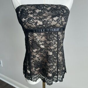 Y2K Express Women’s Strapless Floral Black‎ Lace Gothic Boho Feminine VTG Top 8